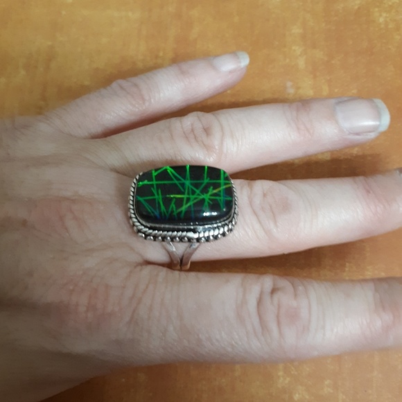 New Dichroic Glass 925 Silver Ring. - Picture 6 of 8